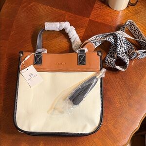 HKCLUF Tan and Cream Tote Bag